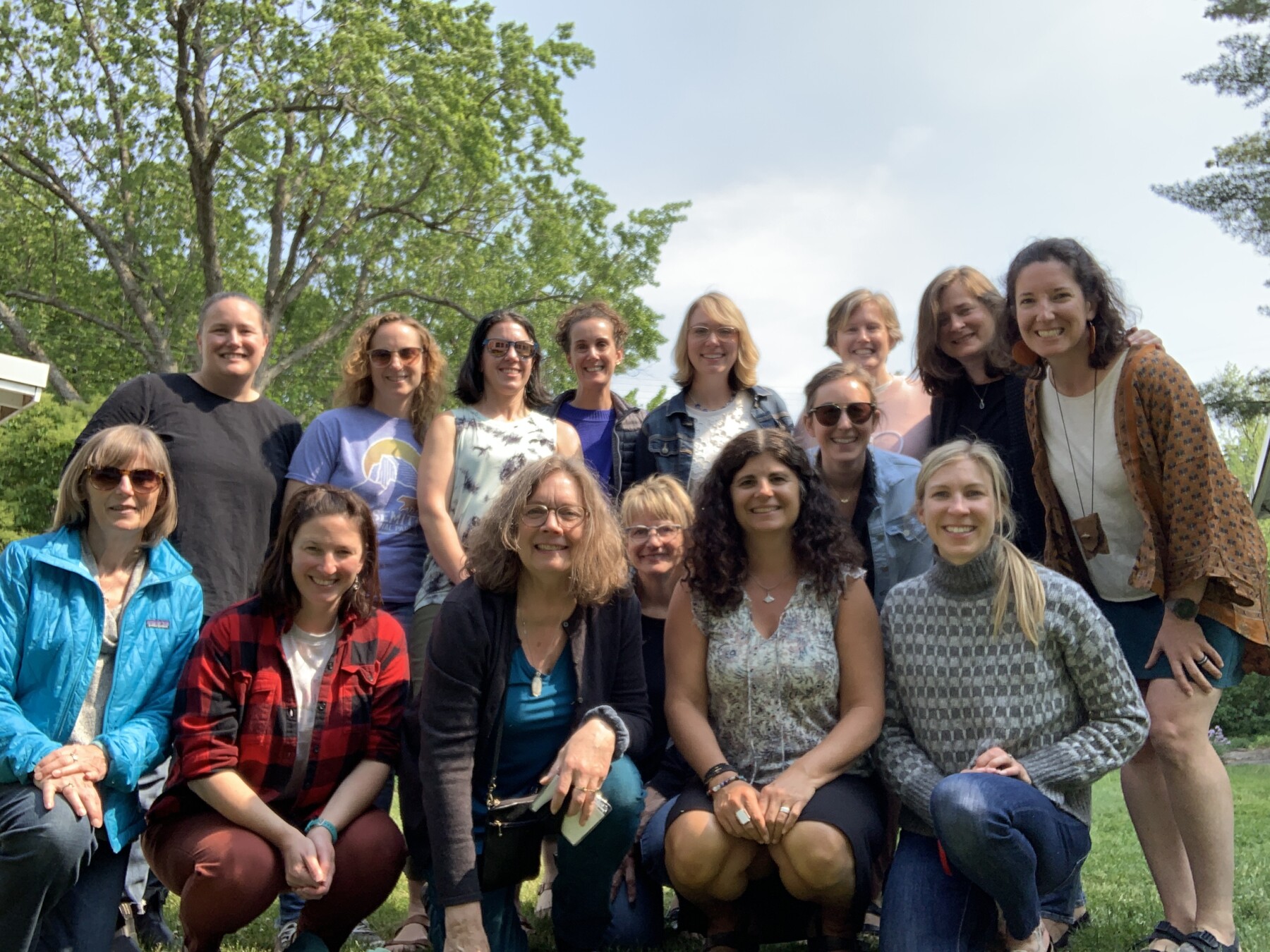 Photo of 2023 Rowland Women's Leadership Retreat participants outside all smiling and joyful