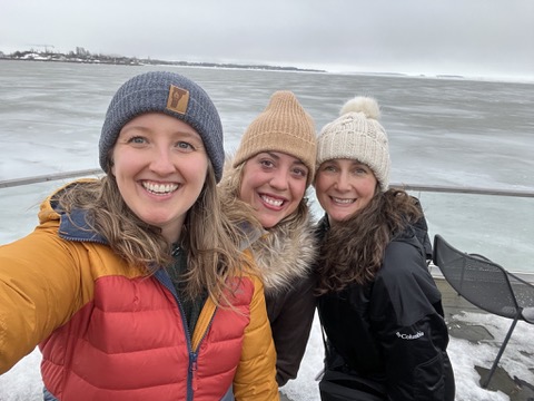 Photo: Christine High, vice principal at NMHS, Carrie Gilman, Rowland 2023, Lee Ann Monroe, principal at NMHS) pictured on the coast of the Baltic Sea